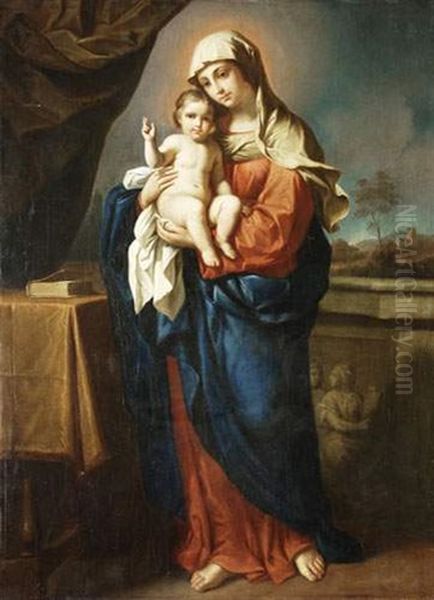 Vierge A L'enfant Benissant Oil Painting by Giovanni Francesco Barbieri