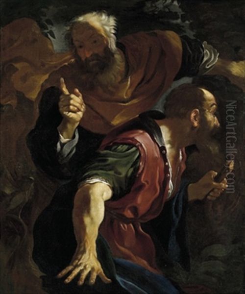 Due Uomini Oil Painting by Giovanni Francesco Barbieri