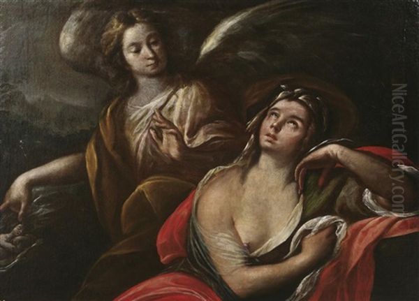 Hagar Und Der Engel Oil Painting by Giovanni Francesco Barbieri