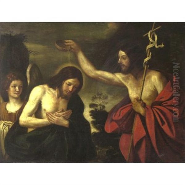 Baptism Of Christ Oil Painting by Giovanni Francesco Barbieri