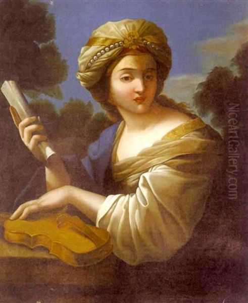 The Muse Of Music Oil Painting by Giovanni Francesco Barbieri