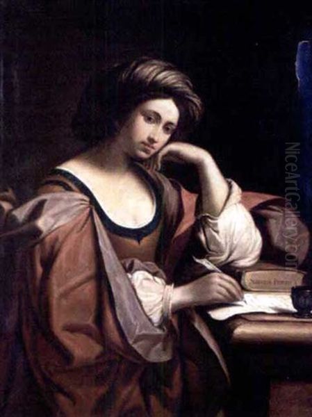 The Persian Sibyl (by P. Padini) Oil Painting by Giovanni Francesco Barbieri