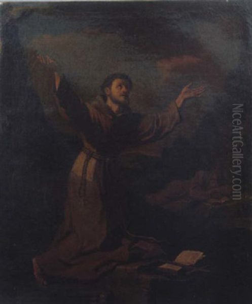 San Francesco Riceve Le Stimmate Oil Painting by Giovanni Francesco Barbieri