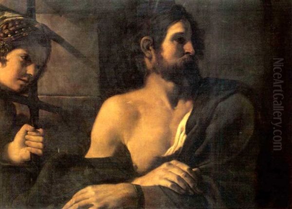 Salome Visiting Saint John The Baptist In Prision Oil Painting by Giovanni Francesco Barbieri