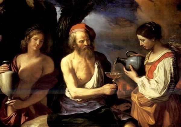 Lot And His Daughters Oil Painting by Giovanni Francesco Barbieri