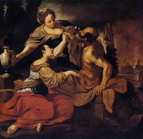 Lot And His Daughters Oil Painting by Giovanni Francesco Barbieri