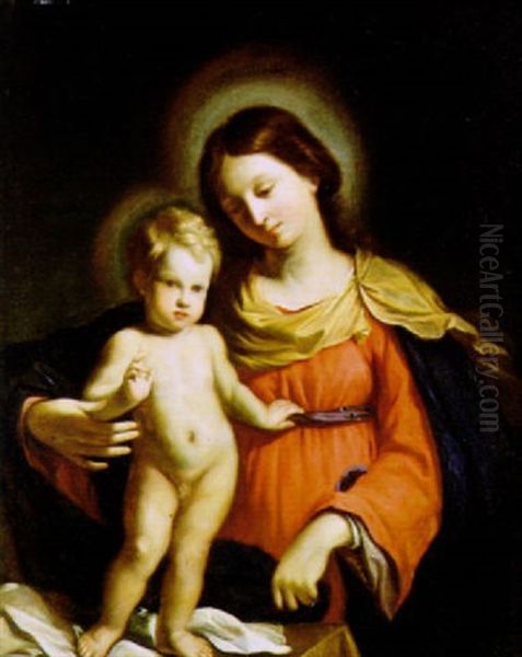 Madonna Col Bambino Oil Painting by Giovanni Francesco Barbieri