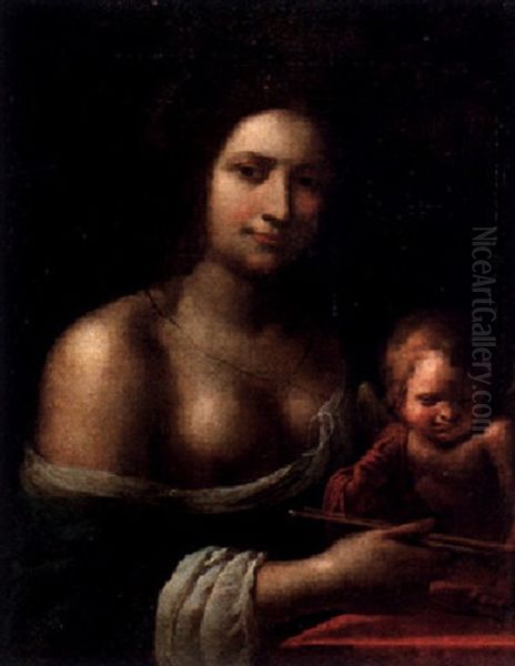 Venus Och Amor Oil Painting by Giovanni Francesco Barbieri