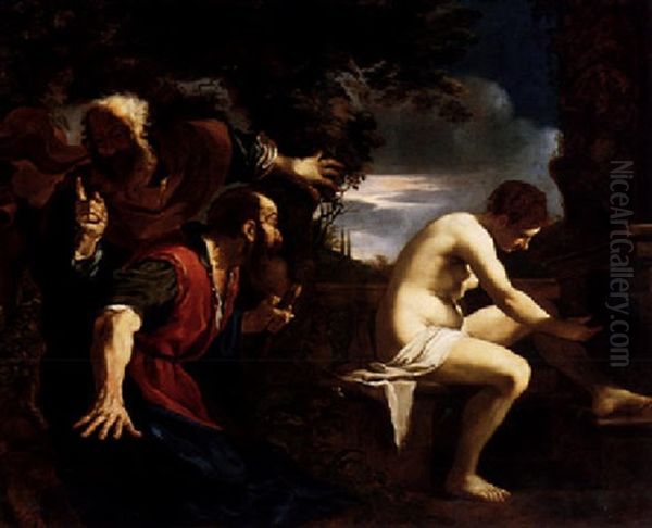 Susannah And The Elders Oil Painting by Giovanni Francesco Barbieri