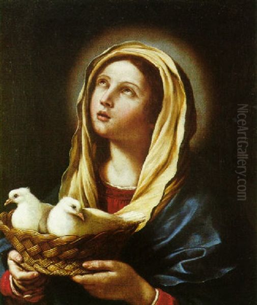 The Madonna Of The White Doves Oil Painting by Giovanni Francesco Barbieri