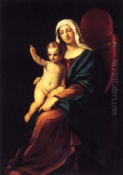 Madonna Med Barnet Oil Painting by Giovanni Francesco Barbieri