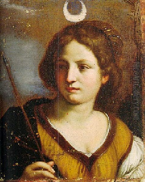 Diana Holding An Arrow Oil Painting by Giovanni Francesco Barbieri