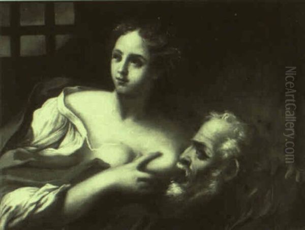 Roman Charity Oil Painting by Giovanni Francesco Barbieri