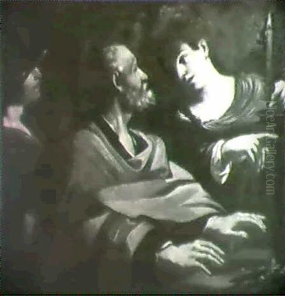 The Denial Of Saint Peter Oil Painting by Giovanni Francesco Barbieri