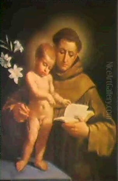 Saint Anthony Of Padua With The Christ Child Oil Painting by Giovanni Francesco Barbieri