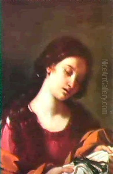Mary Magdelene Contemplating The Instruments Of The Passion Oil Painting by Giovanni Francesco Barbieri