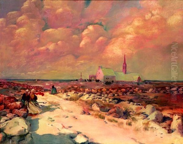 Pardon De Notre-dame De Penhars(?) A Quiberon Oil Painting by Ernest Pierre Guerin