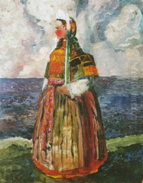 Jeune Bigoudenne En Costume De Pardon Oil Painting by Ernest Pierre Guerin