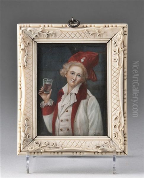 Herrenbildnis Mit Weinglas Oil Painting by Jean Urbain Guerin