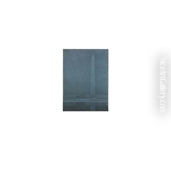Untitled (washington Monument) Oil Painting by Jules Guerin