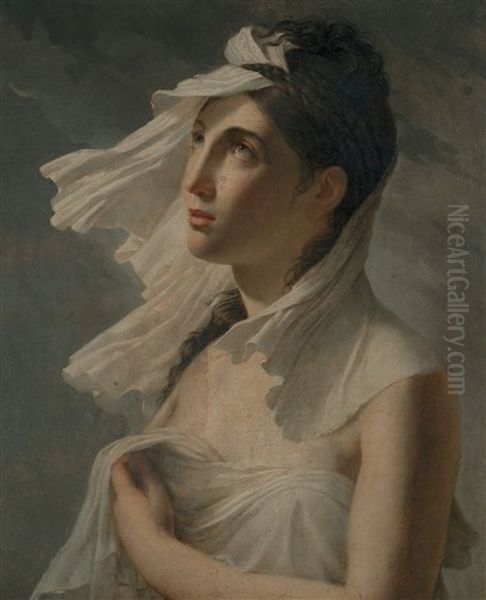 Portrait De Jeune Fille Oil Painting by Pierre-Narcisse Guerin