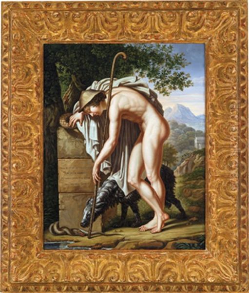 Ein Hirte An Einem Grabstein Sinnend Oil Painting by Pierre-Narcisse Guerin