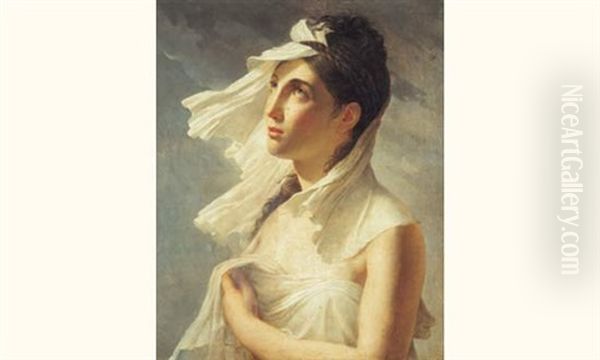 Jeune Fille Au Voile Blanc Oil Painting by Pierre-Narcisse Guerin
