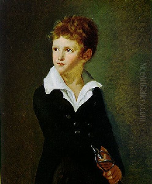Portrait Of A Young Boy Holding A Sword Oil Painting by Pierre-Narcisse Guerin