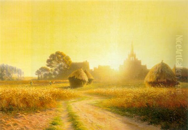 Sunset In Champagne Oil Painting by Armand Guery