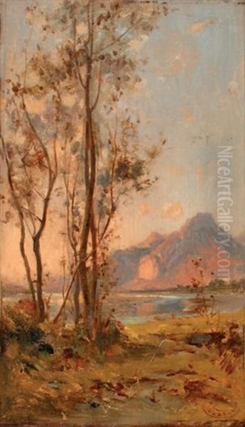 Vue Du Massif De La Chartreuse Depuis La Rive Du Drac Oil Painting by Laurent Guetal