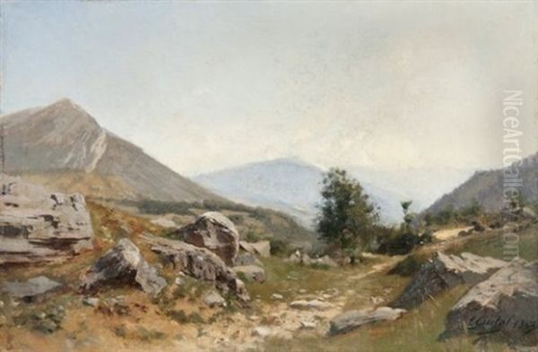 Le Col Du Lautaret, A Gauche La Crete De Chaillol Oil Painting by Laurent Guetal