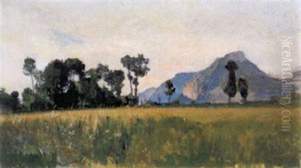 Pre En Fleurs Et Vue Sur Le Neron Oil Painting by Laurent Guetal