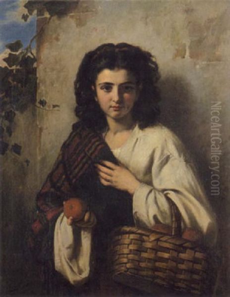 Kleine Orangenverkauferin Oil Painting by Carl Adolf Gugel