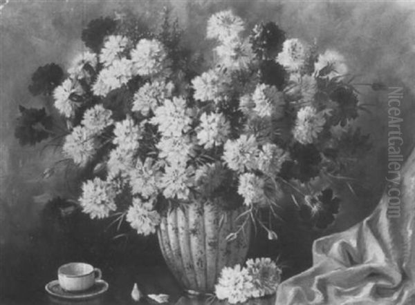 Nelkenstraus Mit Tasse Und Drapiertem Tuch Oil Painting by Giuseppe Guidi