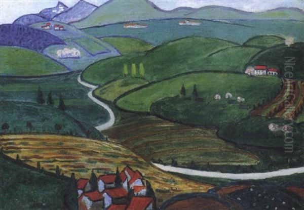 Italiai Taj (italian Landscape) Oil Painting by Luigi Guidici