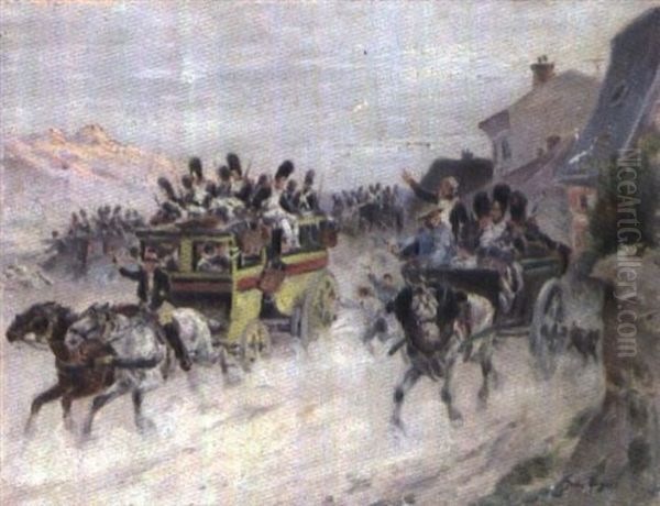 Le Retour Des Grognards Oil Painting by Alexandre Gaston Guignard