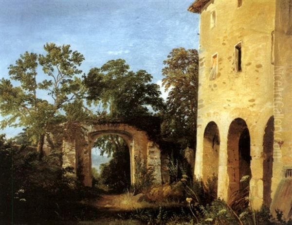 Chateau De Marilly, Pres D'evian Oil Painting by Charles Louis Guigon