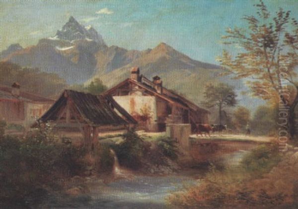 Bex Oil Painting by Charles Louis Guigon