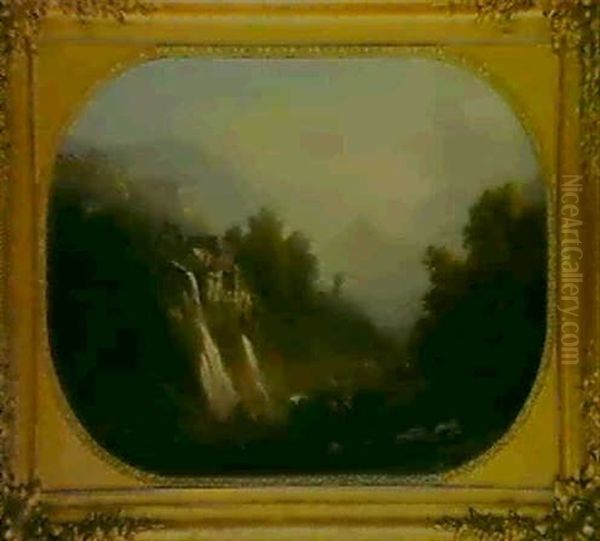 Romantische Hugellandschaft Oil Painting by Charles Louis Guigon