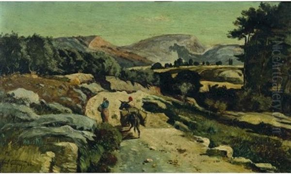 Route En Provence Au Mulet Bate Oil Painting by Paul Camille Guigou