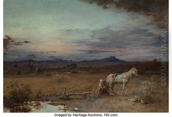 Le Labourage, Frontiere Du Maroc Oil Painting by Gustave Achille Guillaumet