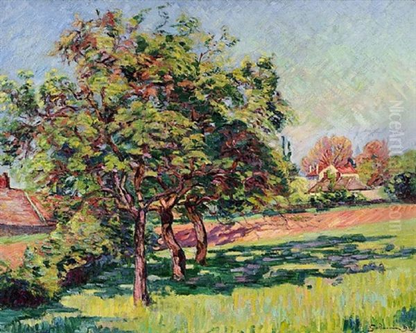 Woman With Dog Oil Painting by Armand Guillaumin
