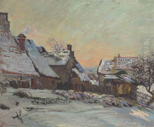 Fermes En Hiver En Ile-de-france Oil Painting by Armand Guillaumin (Fils)