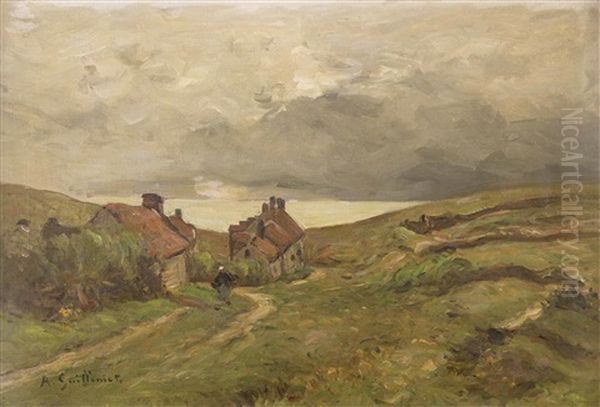 Franzosische Kustenlandschaft Mit Hausern Oil Painting by Jean Baptiste Antoine Guillemet