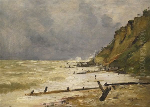 Paysage Escarpe En Bord De Mer Oil Painting by Jean Baptiste Antoine Guillemet