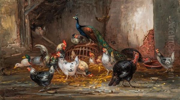 Baromfiudvarban Oil Painting by Claude Guilleminet