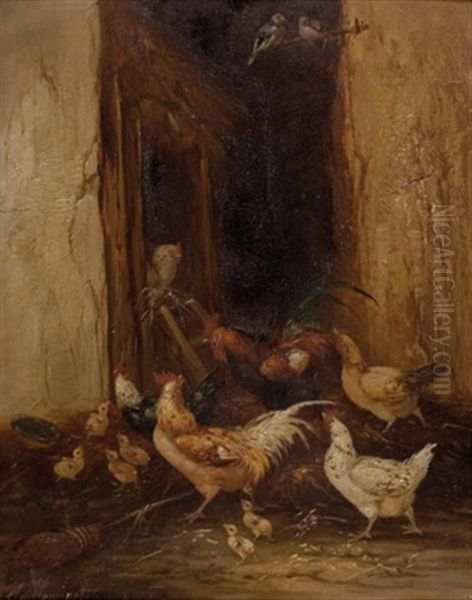 Im Huhnerhof Oil Painting by Claude Guilleminet