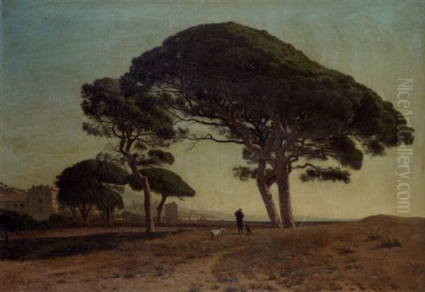 Cannes In January Oil Painting by Adolphe-Irenee Guillon