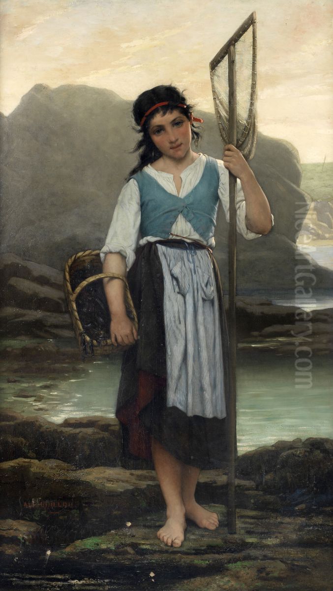 The Mussel Gatherer Oil Painting by Alfred Guillou