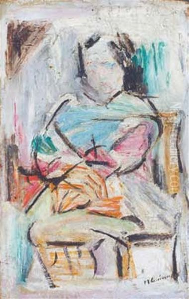A Girl Seated Oil Painting by May Guinness